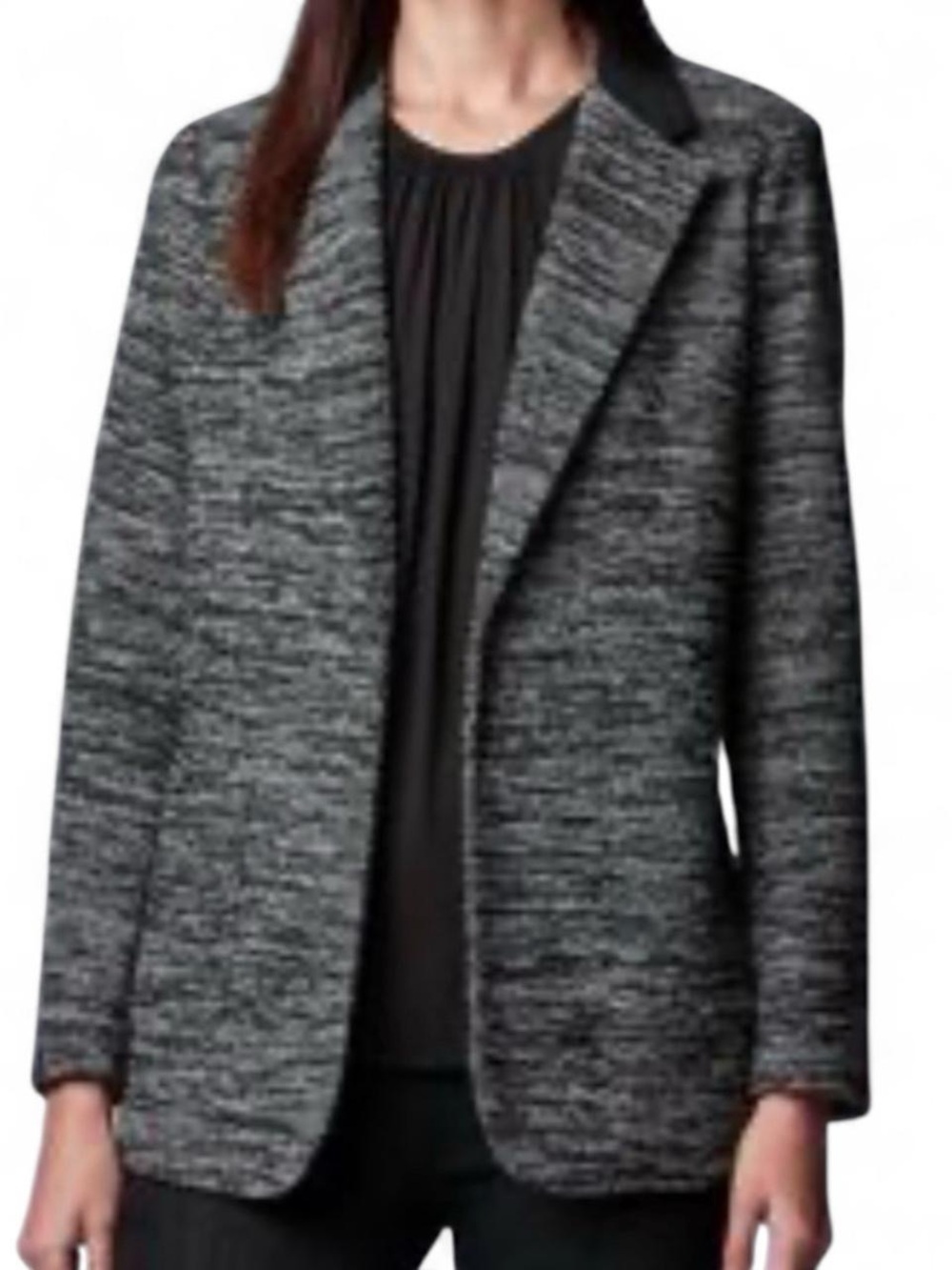 Simply Vera Vera Wang Women Black Gray Blazer S Dark Academia Office Minimalist
